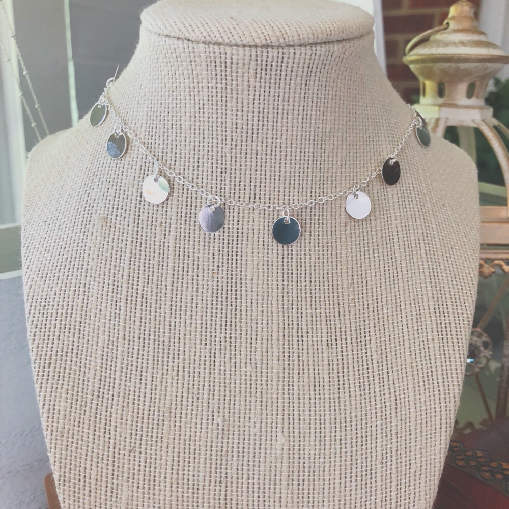 Vintage silver dangly pendant choker necklace - Picture 1 of 3
